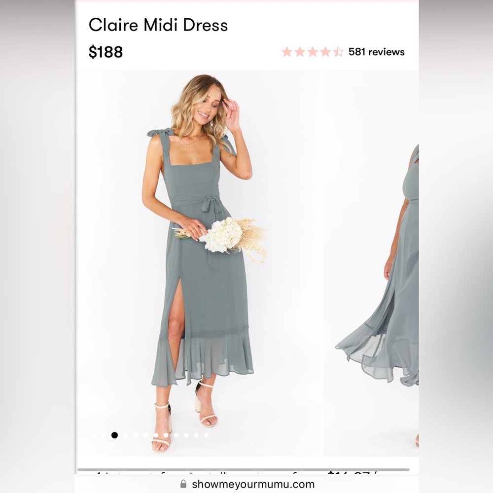 Claire Midi chiffon dress with slit